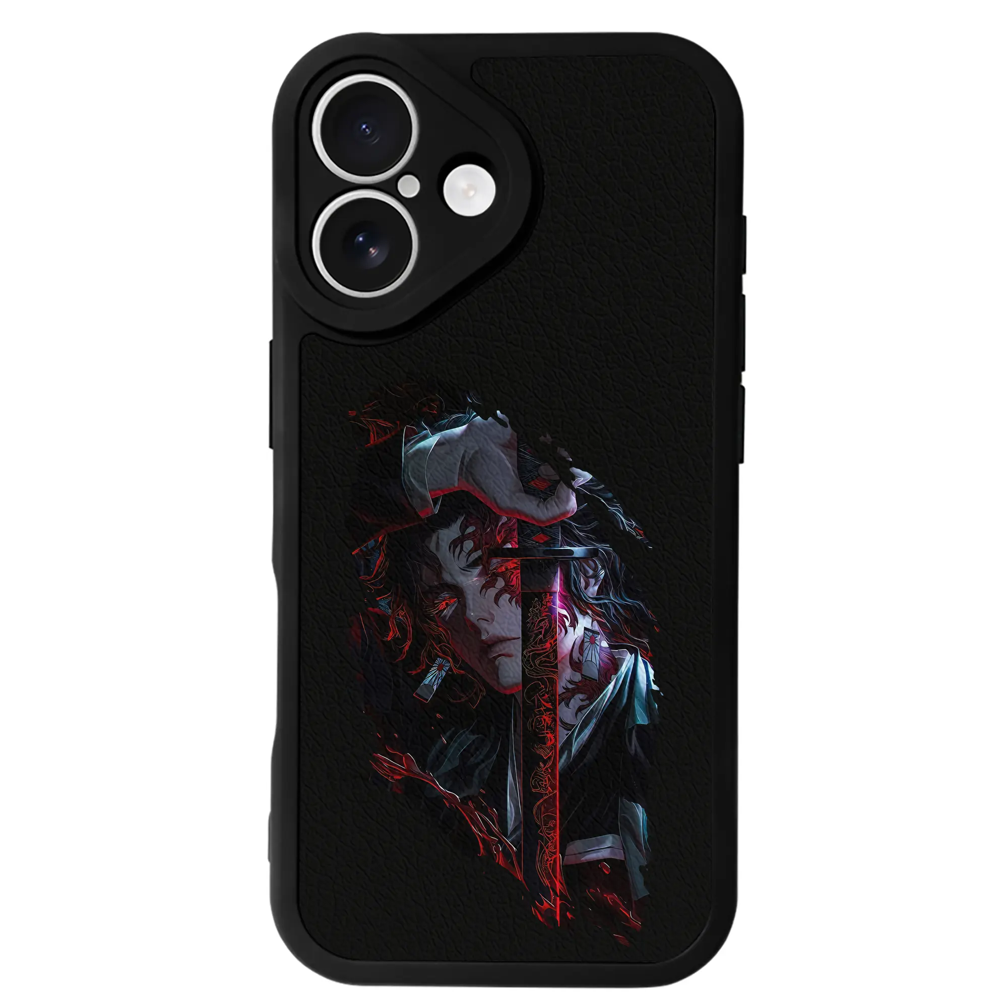 鬼滅の刃 グッズ,継国 縁壱 - IPhone 16シリーズ対応 ・ シリコンスマホケース ・ レザー調 ・ 高精度フィット ・ 耐衝撃 ・ ワイヤレス充電対応 ・ 精密カット